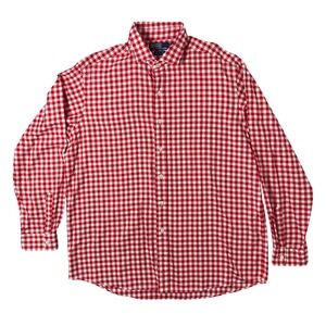 Polo Ralph Lauren Flannel Mens XL Red White Gingham Plaid Cotton Classic Preppy